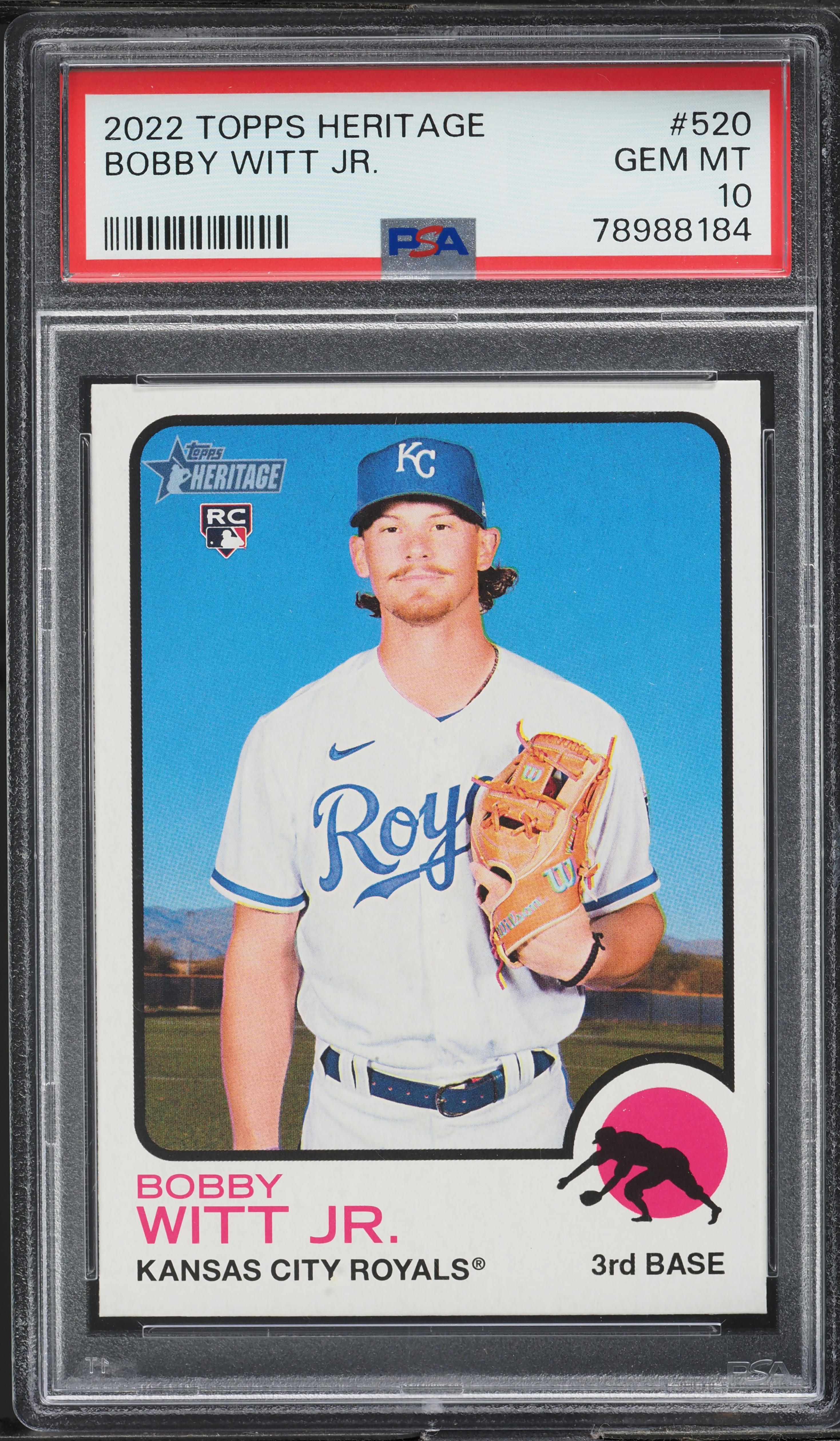 2022 Topps Heritage Bobby Witt Jr. ROOKIE #520 PSA 10 GEM MINT on