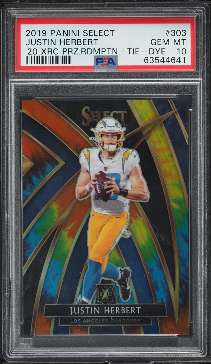2019 Select '20 XRC Tie-Dye Prizm Justin Herbert ROOKIE /25 #303 PSA 10 GEM MINT