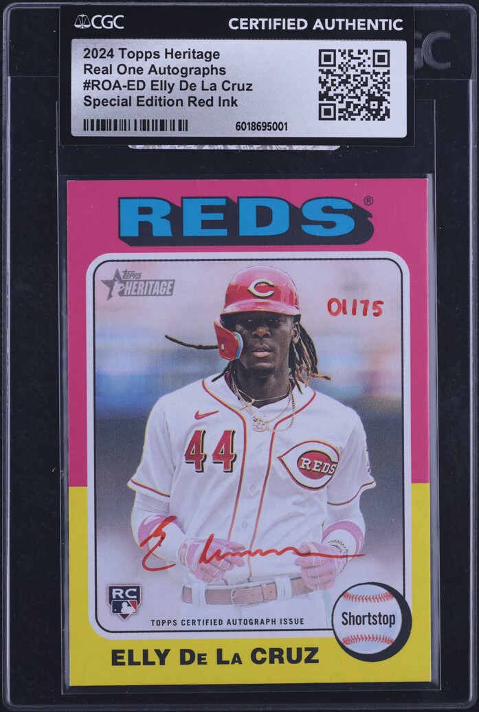 2024 Topps Heritage Real One Red Ink Elly De La Cruz ROOKIE AUTO 1