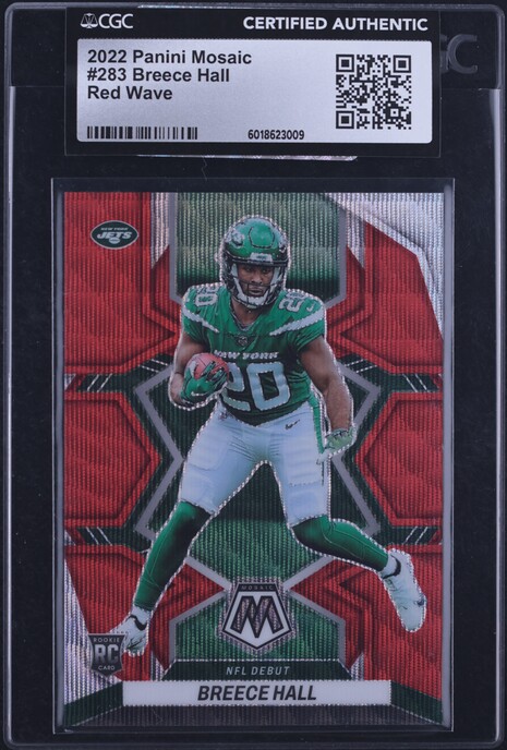 2022 National Treasures NFL Breece Hall ROOKIE SHIELD PATCH AUTO 1