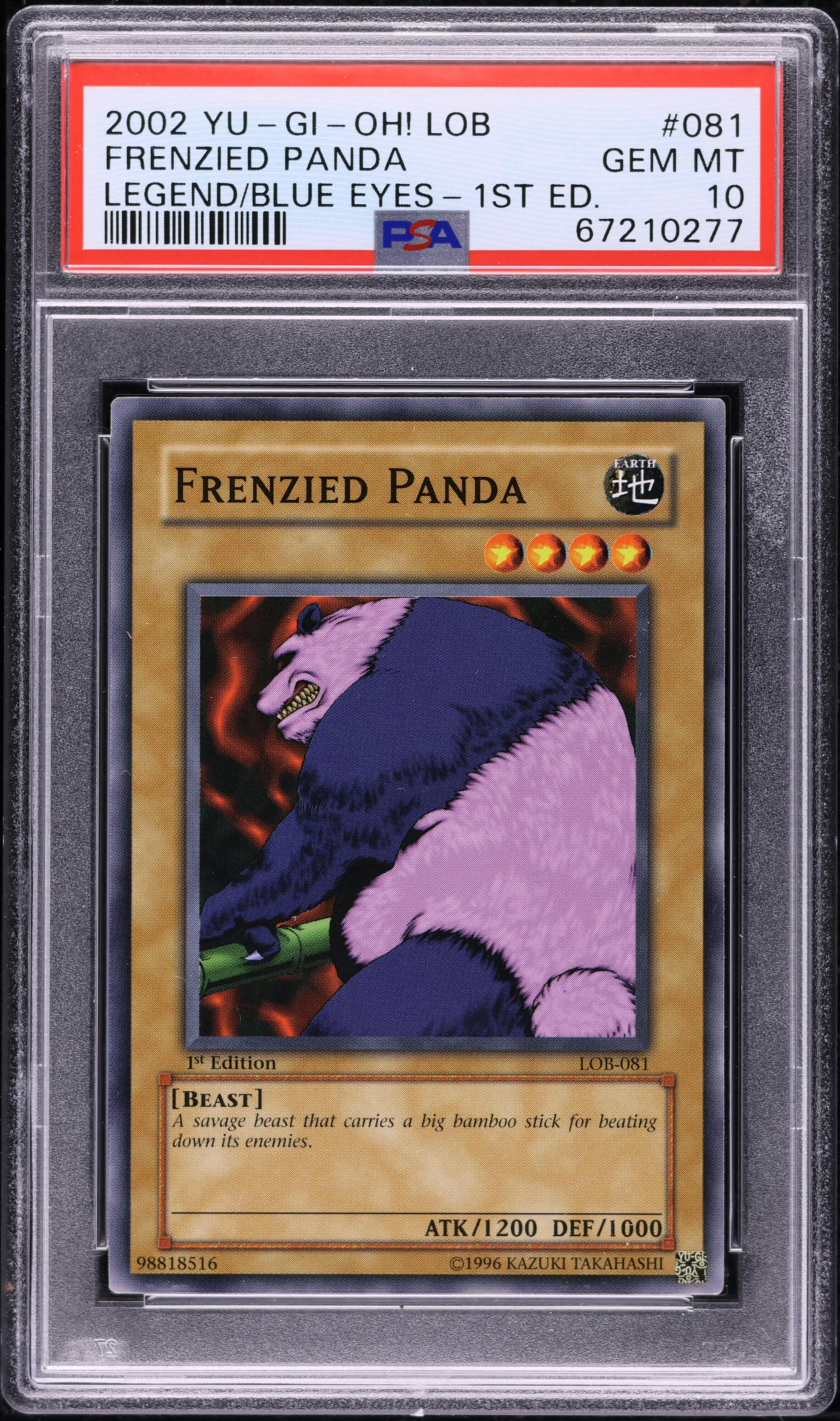 2002 Yu-Gi-Oh! LOB 1st Edition Frenzied Panda #LOB-081 PSA 10 GEM