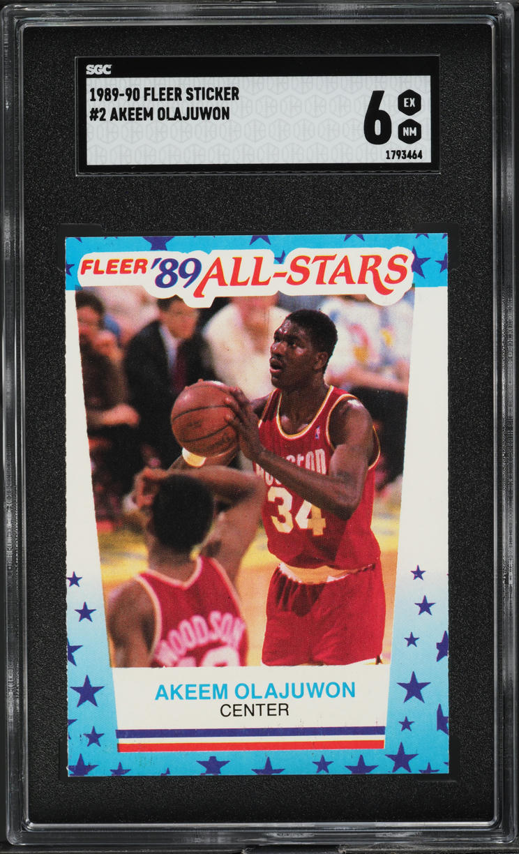1989 Fleer Sticker Akeem Olajuwon #2 SGC 6 EXMT