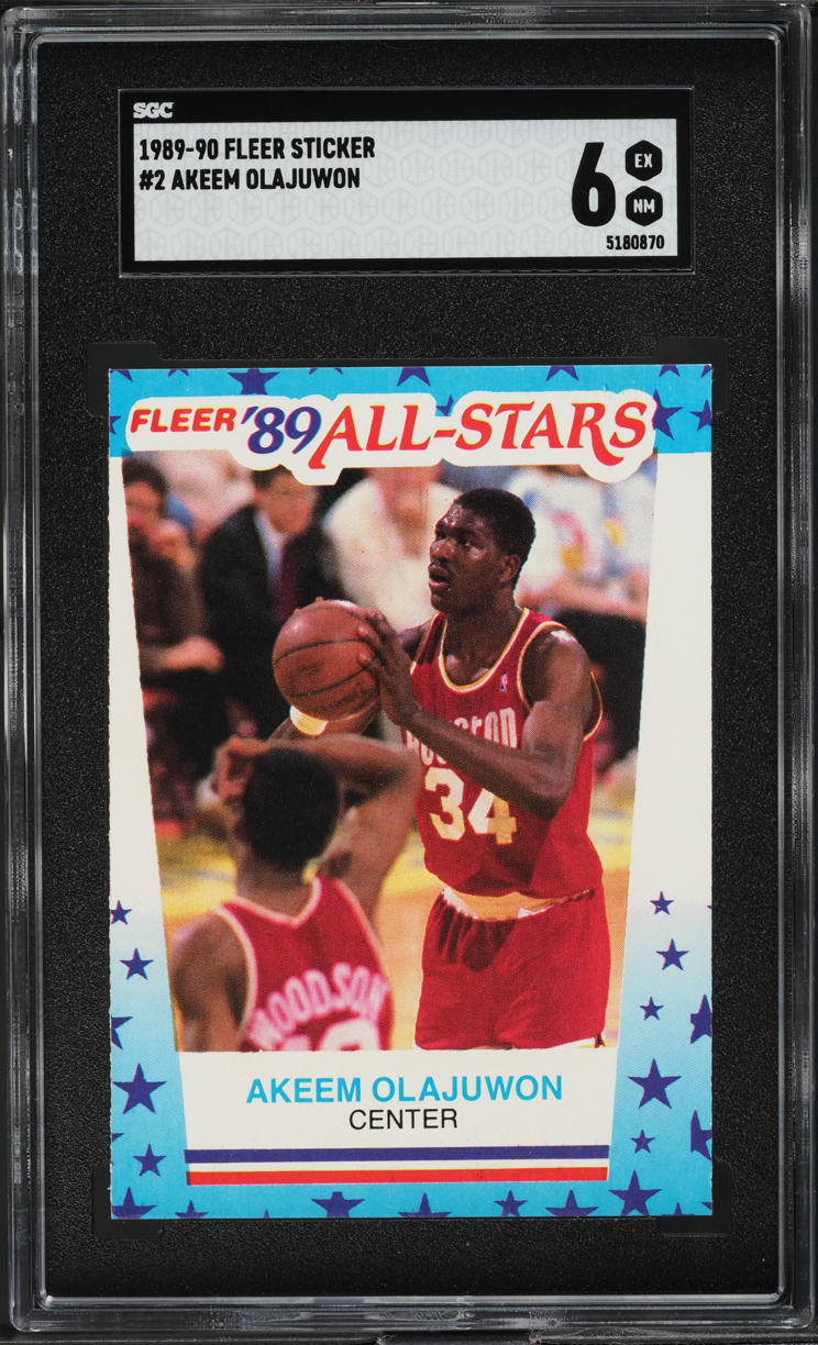1989 Fleer Sticker Akeem Olajuwon #2 SGC 6 EXMT
