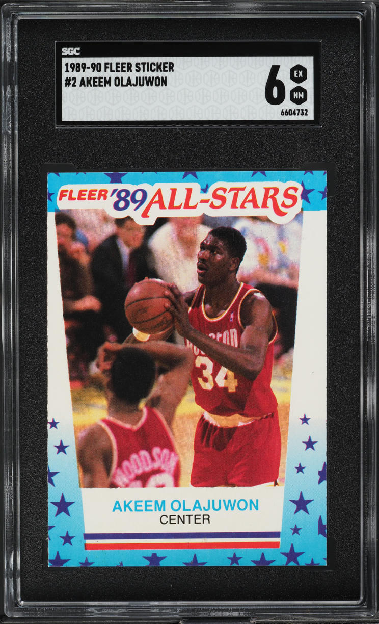 1989 Fleer Sticker Akeem Olajuwon #2 SGC 6 EXMT