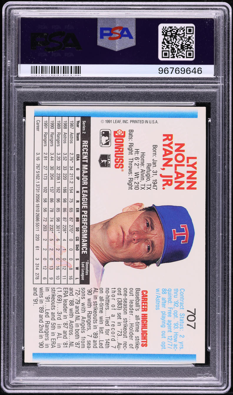 1992 Donruss Nolan Ryan #707 PSA 9 MINT