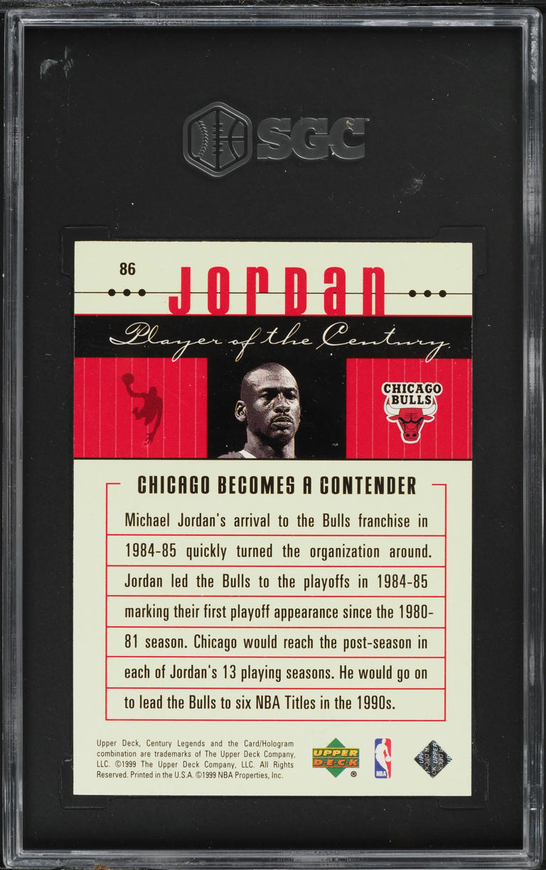 1999 Upper Deck Century Legends Michael Jordan #86 SGC 9 MINT