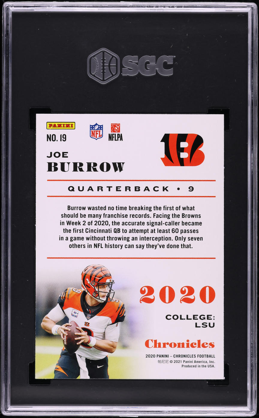2020 Panini Chronicles Joe Burrow ROOKIE #19 SGC 8 NM-MT