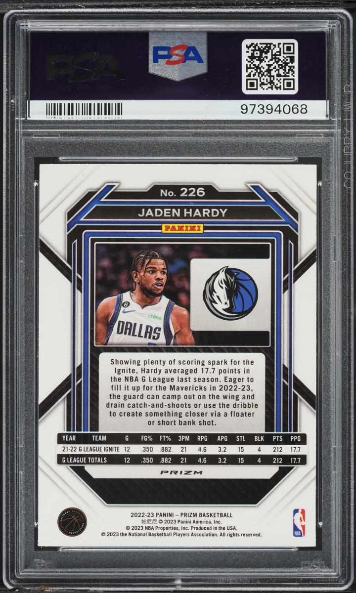 2022 Panini Prizm Ice Jaden Hardy ROOKIE #226 PSA 8 NM-MT