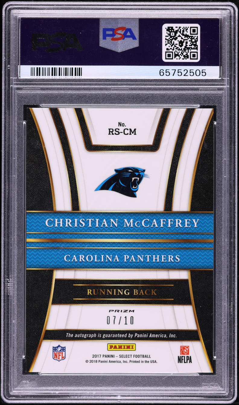 2017 Select Prizm Tie-Dye Christian McCaffrey ROOKIE AUTO /10 #RS-CM PSA 9 MINT