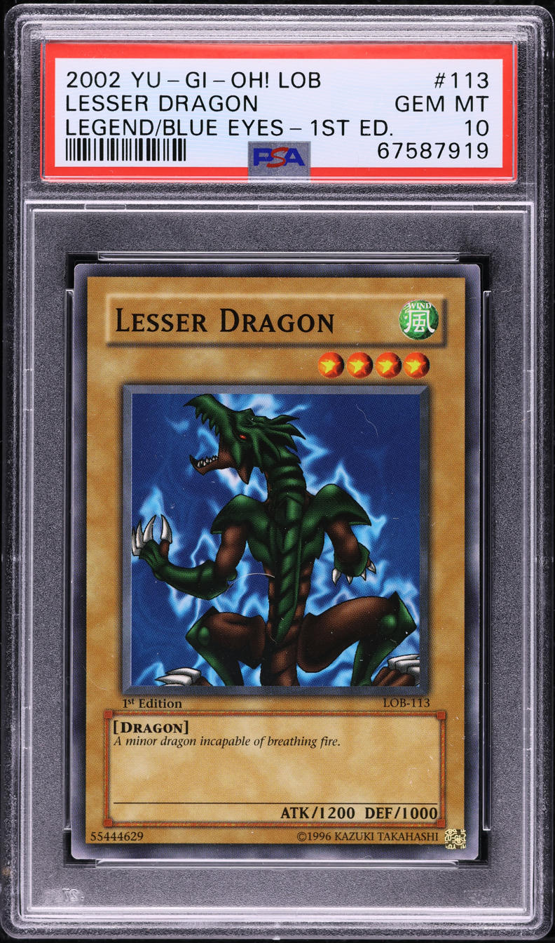 2002 Yu-Gi-Oh! LOB 1st Edition Lesser Dragon #LOB-113 PSA 10 GEM MINT