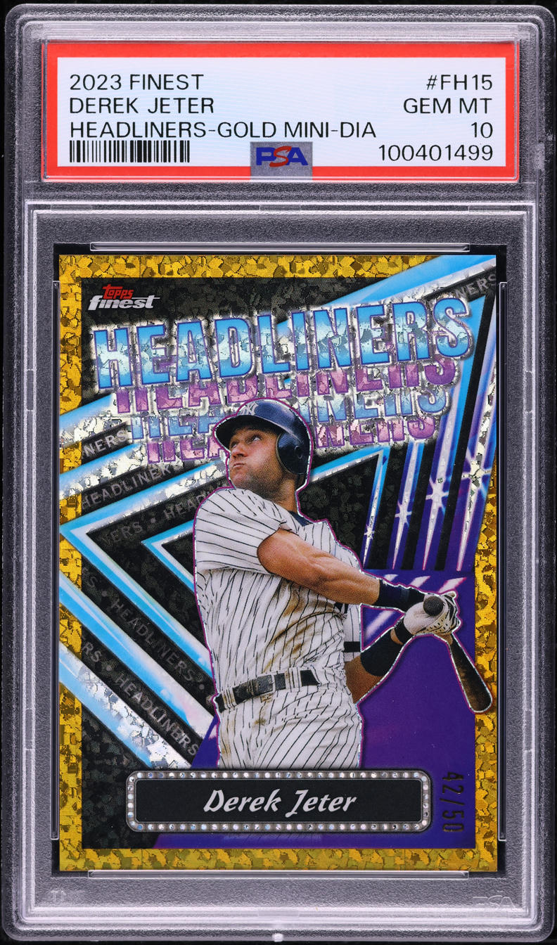 2023 Finest Headliners Gold Mini Diamond Derek Jeter /50 #FH-15