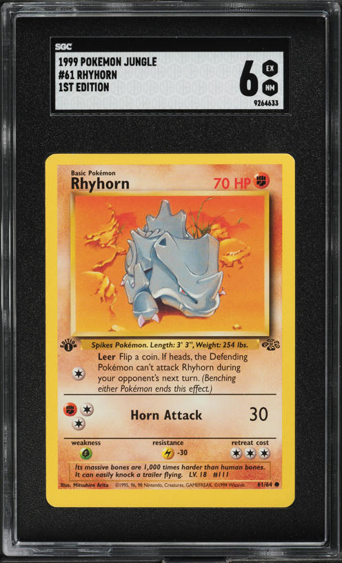 1995 rhyhorn pokemon card Rhyhorn 1999 Classic