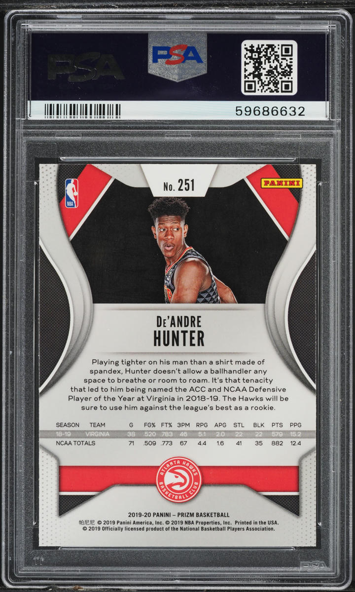 2019 Panini Prizm Variation De'Andre Hunter ROOKIE #251 PSA 9 MINT