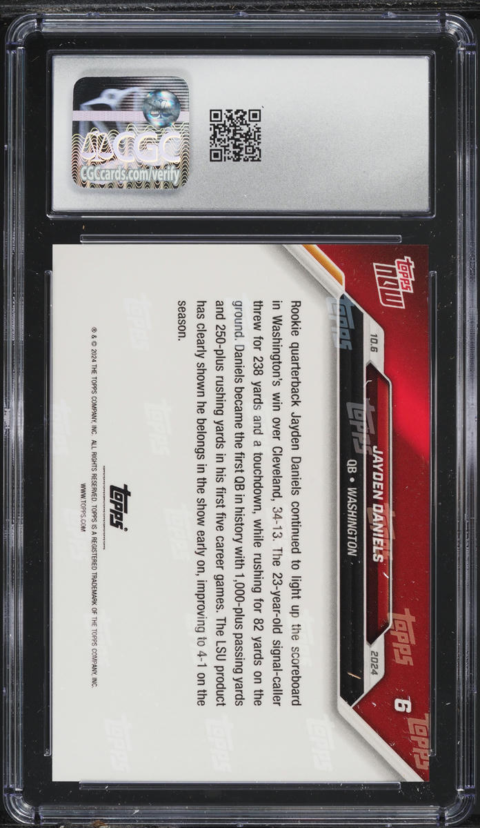 2024 Topps Now Jayden Daniels ROOKIE #6 CGC 9 MINT