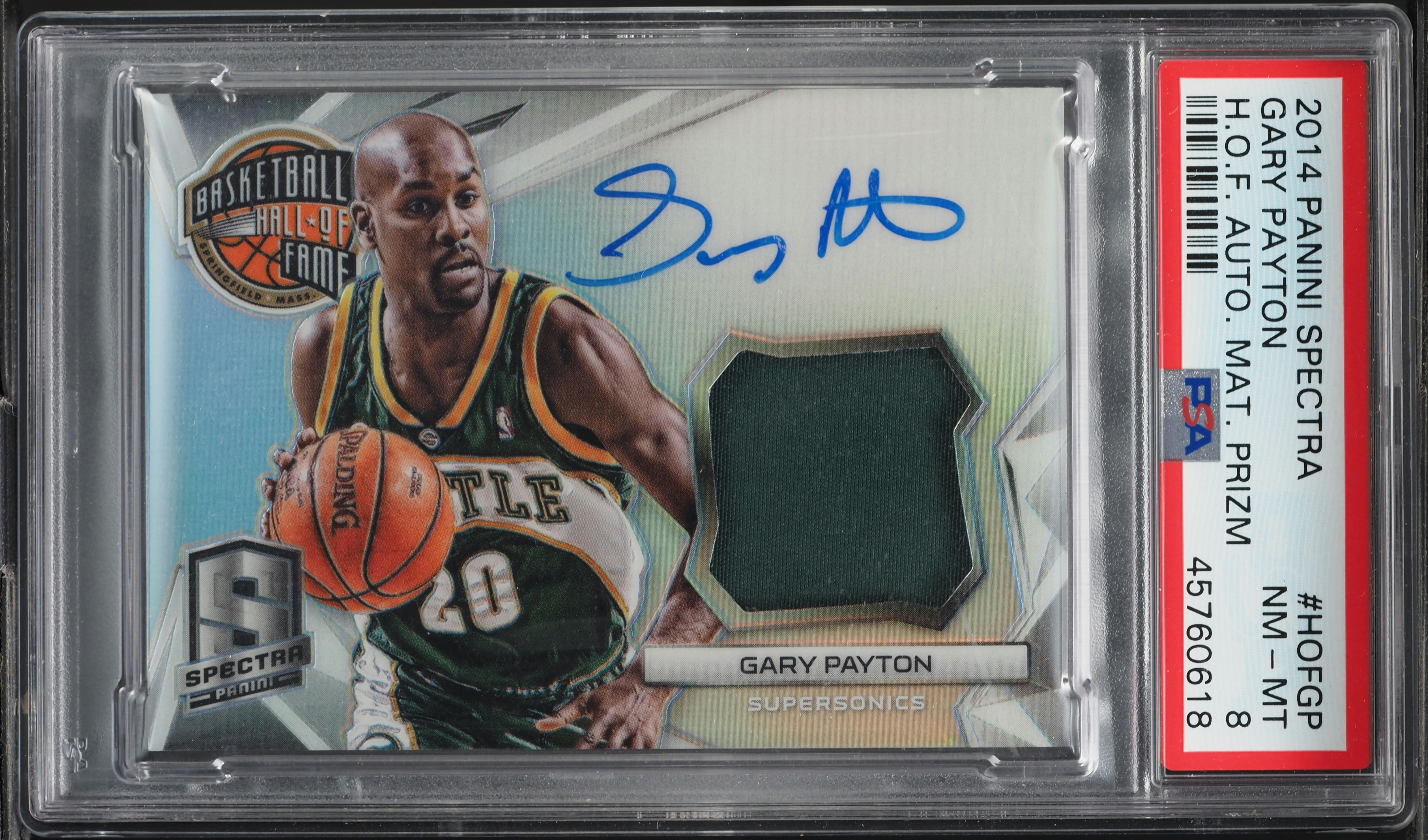 2014 Panini Spectra H.O.F. Prizm Gary Payton PATCH AUTO /35 #HOFGP