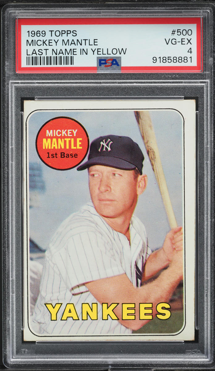 1969 Topps Mickey Mantle LAST NAME IN YELLOW #500 PSA 4 VGEX