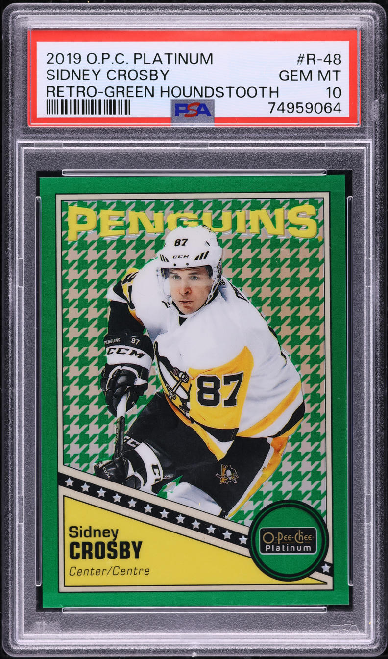 2019 O-Pee-Chee Platinum Retro Green Houndstooth Sidney Crosby /15 #R-48 PSA 10