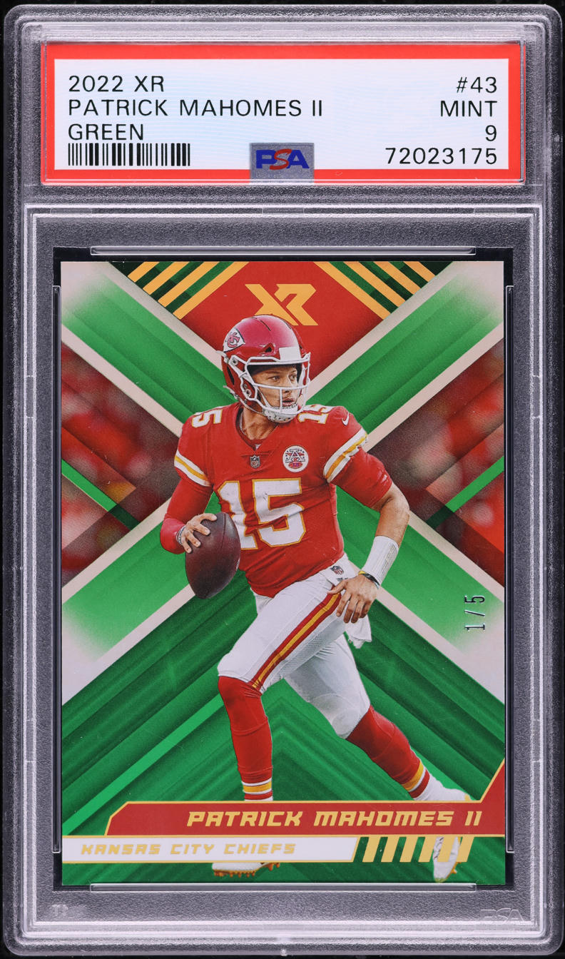 2022 Panini XR Green Patrick Mahomes II 1/5 #43 PSA 9 MINT