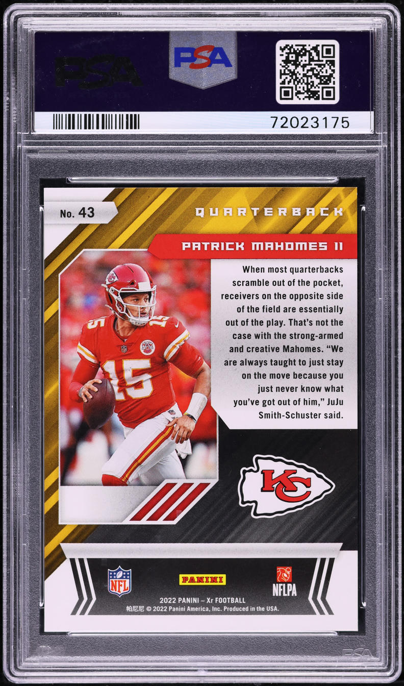 2022 Panini XR Green Patrick Mahomes II 1/5 #43 PSA 9 MINT