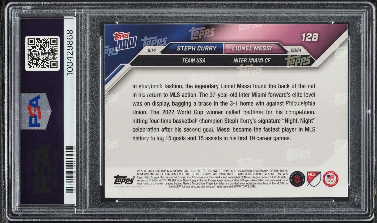 2024 Topps Now MLS Stephen Curry Lionel Messi #128 PSA 5 EX