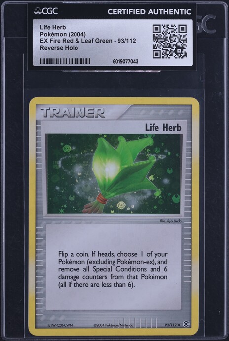 2004 Pokemon EX Fire Red & Leaf Green Reverse Holo Life Herb #93 CGC AUTH