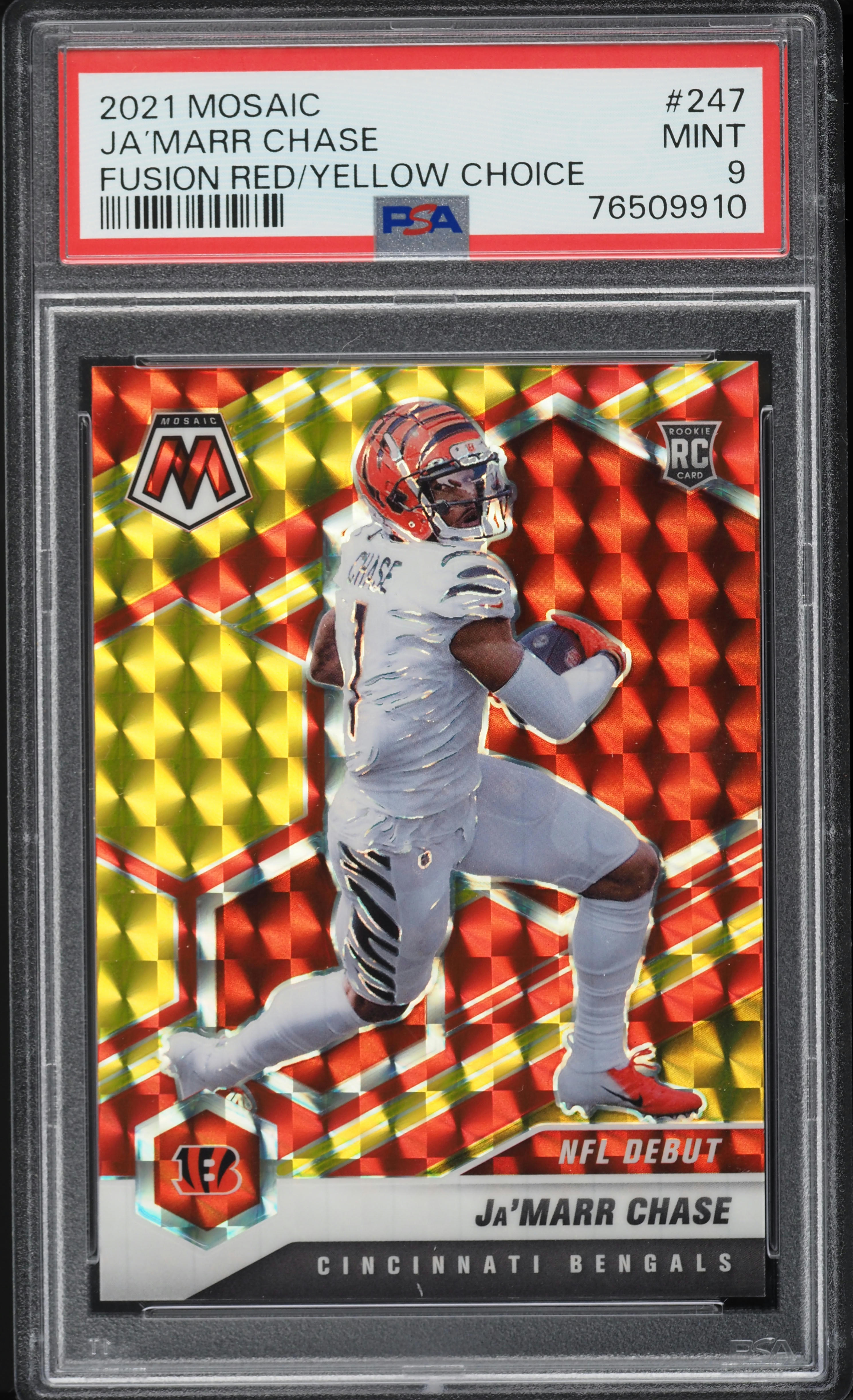 2021 Panini Mosaic Fusion Red Yellow Choice Ja'Marr Chase ROOKIE