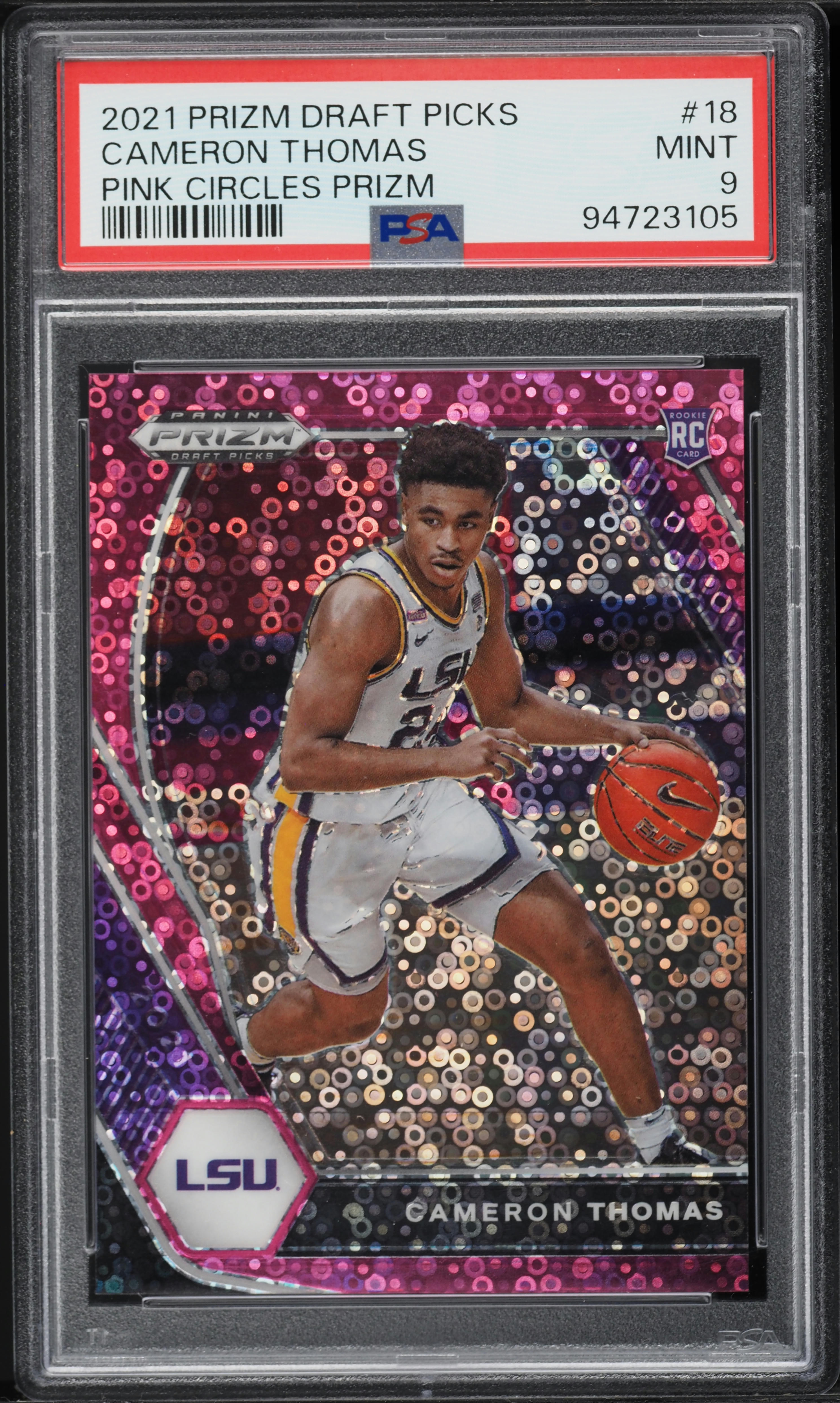 2021 Panini Prizm Draft Picks Pink Circles Cameron Thomas RC /20