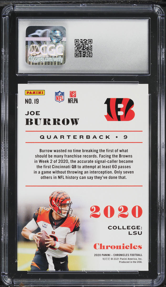 2020 Panini Chronicles Joe Burrow ROOKIE #19 CGC 9 MINT
