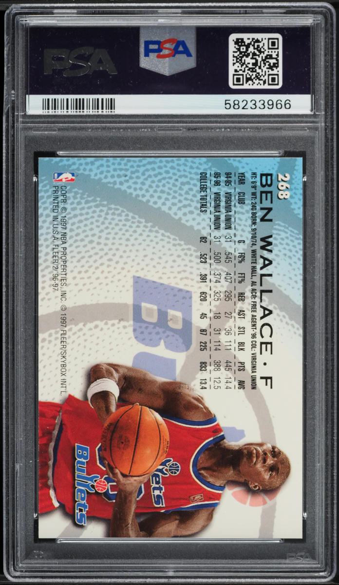 1996 Fleer Basketball Ben Wallace ROOKIE #268 PSA 9 MINT