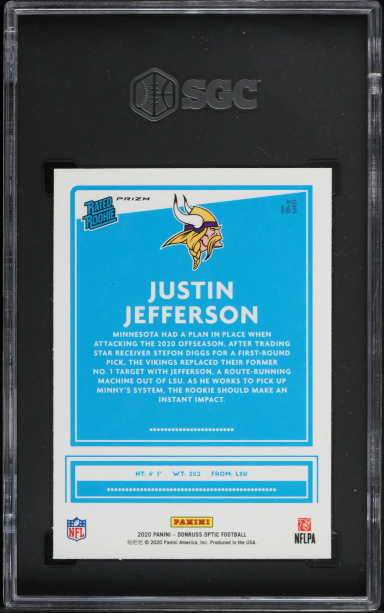 2020 Donruss Optic Holo Prizm Justin Jefferson ROOKIE #163 SGC 6 EXMT
