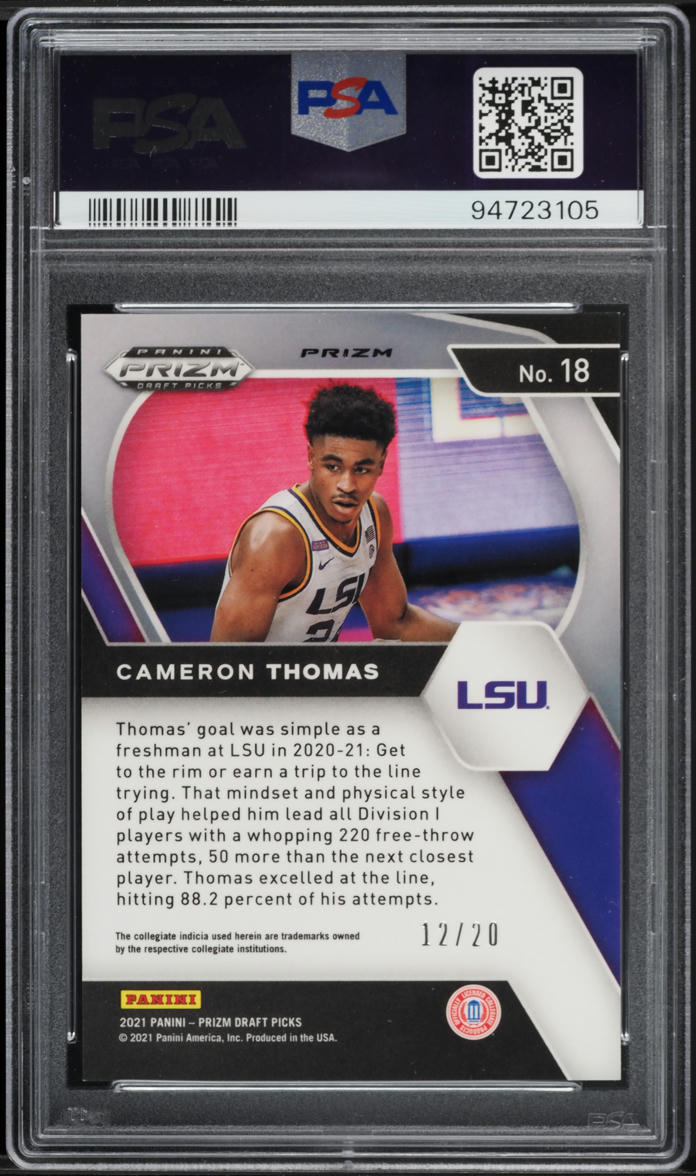 2021 Panini Prizm Draft Picks Pink Circles Cameron Thomas RC /20