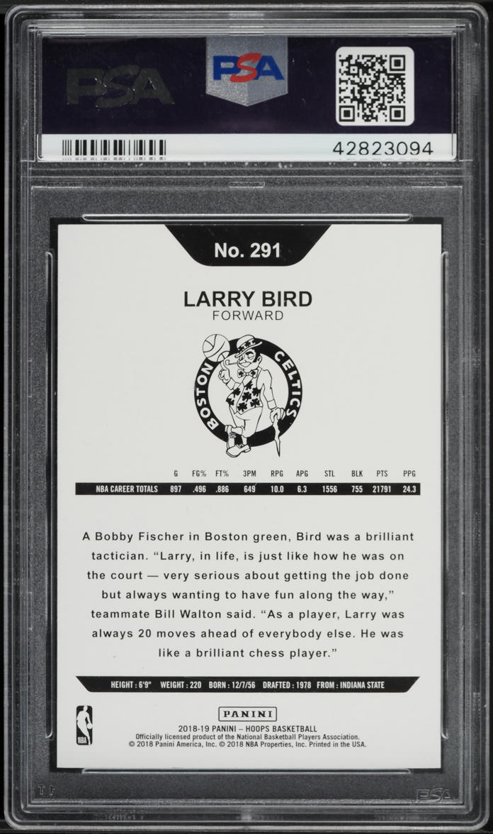 2018 Hoops Larry Bird #291 PSA 9 MINT