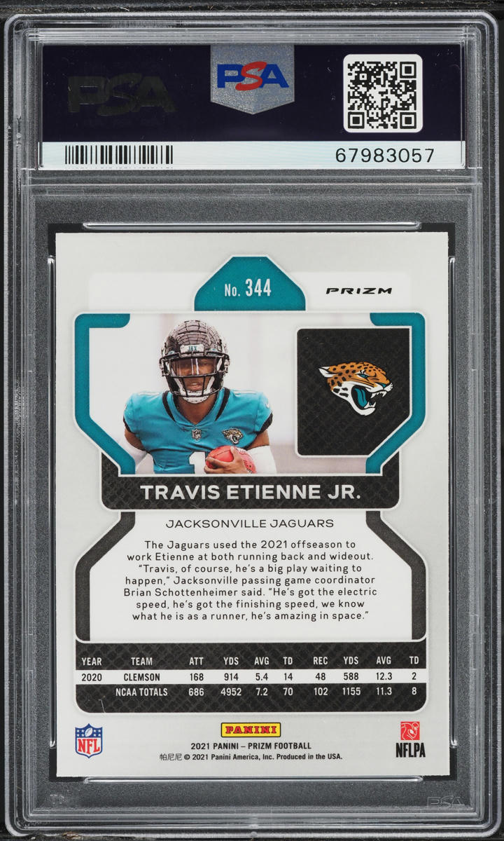 2021 Panini Prizm Silver Travis Etienne Jr. ROOKIE #344 PSA 10 GEM MINT