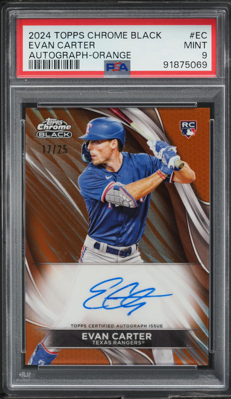 2024 Topps Chrome Black Orange Refractor Evan Carter ROOKIE AUTO