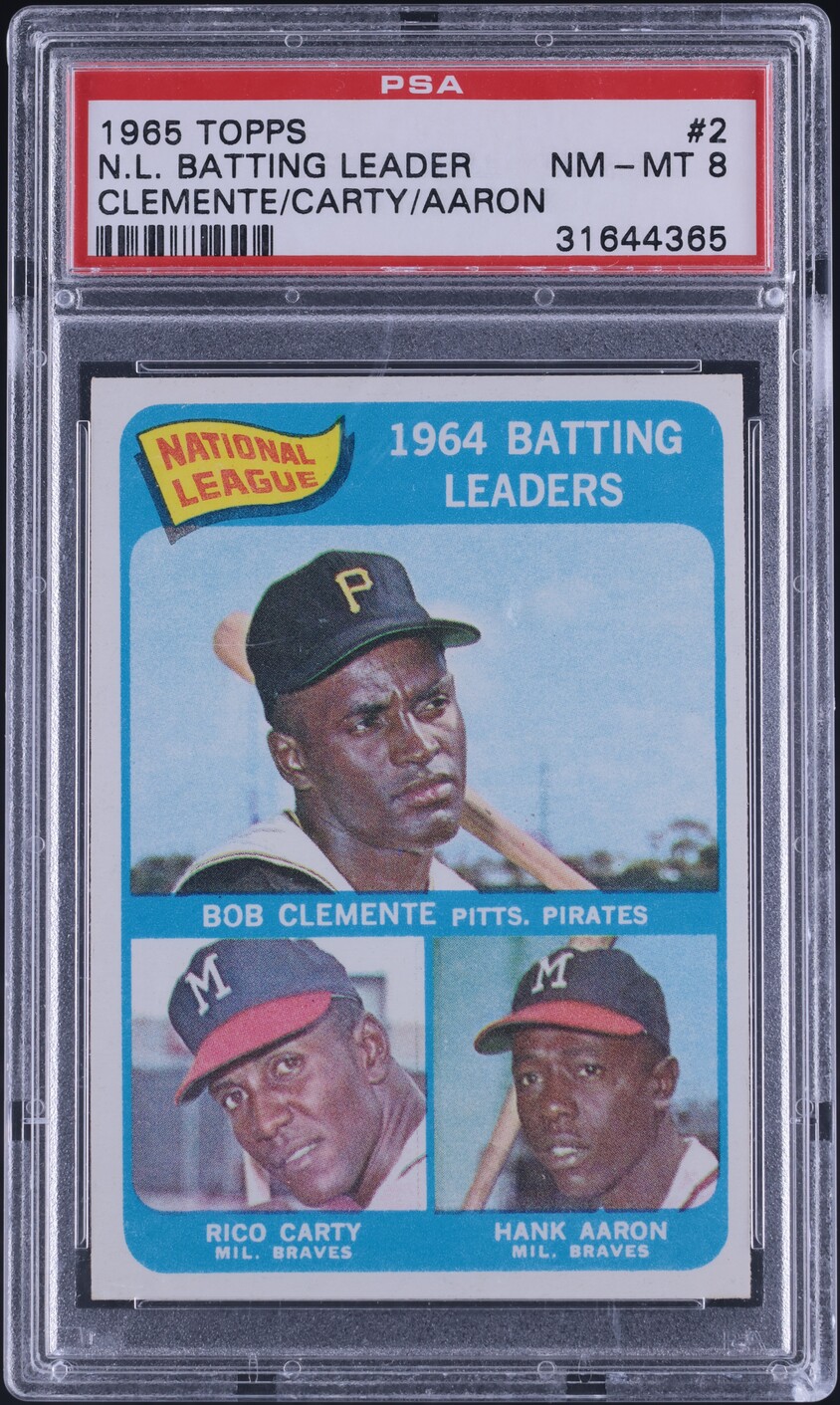 1965 Topps Hank Aaron & Roberto Clemente BATTING LDRS #2 PSA 8 NM-MT