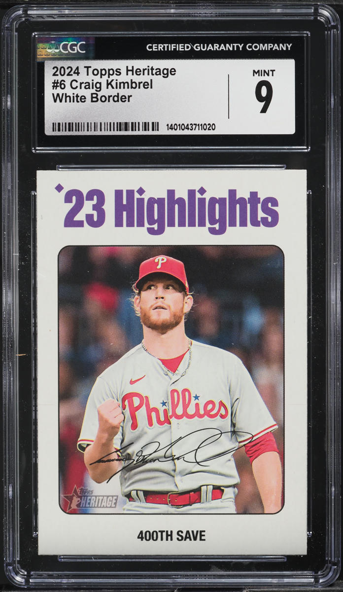2024 Topps Heritage White Border Craig Kimbrel #6 CGC 9 MINT