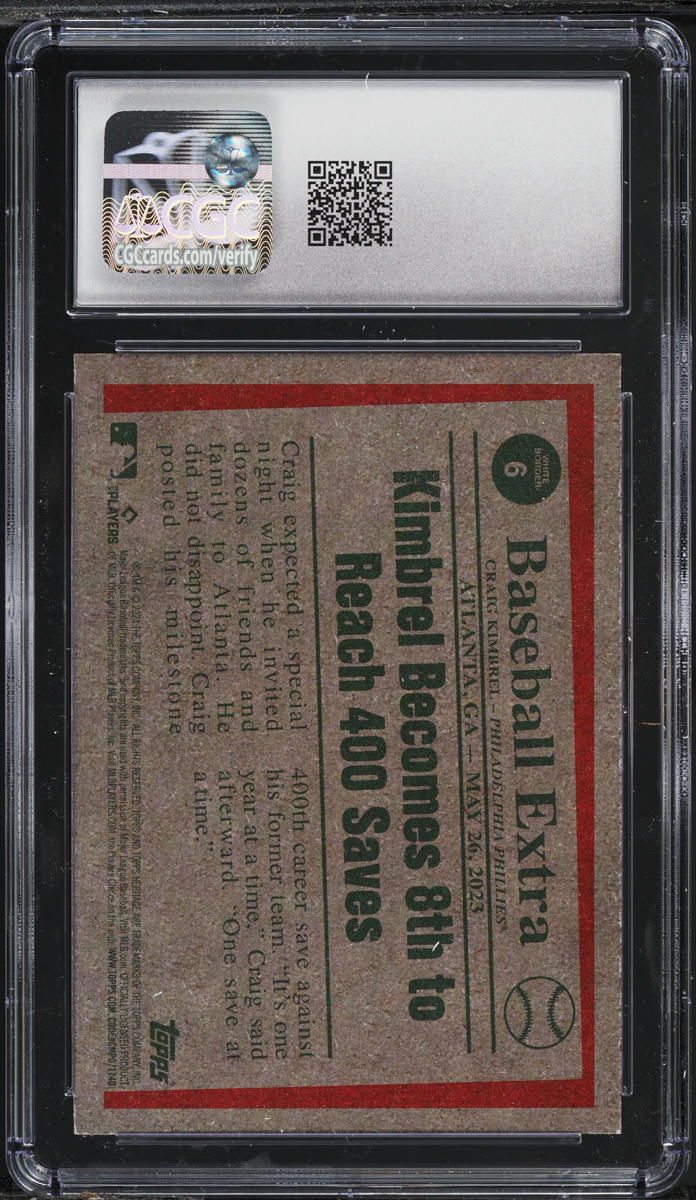 2024 Topps Heritage White Border Craig Kimbrel #6 CGC 9 MINT