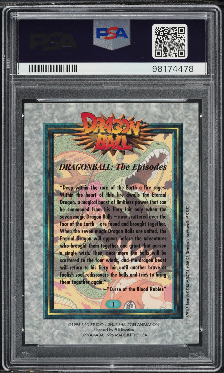 1996 Dragon Ball Amada Chromium Bulma Son Goku #1 PSA 8 NM-MT on