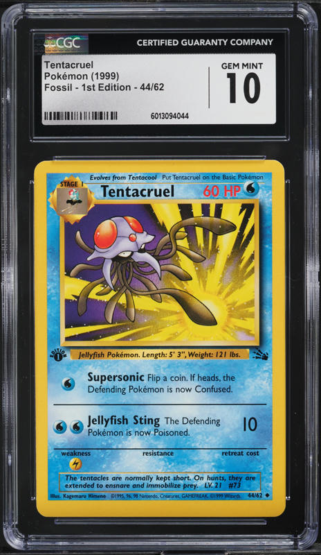1995 tentacruel pokemon card value 1999 44/62 FOSSIL LP Flip a coin Tentacruel Pokemon card | Mercari