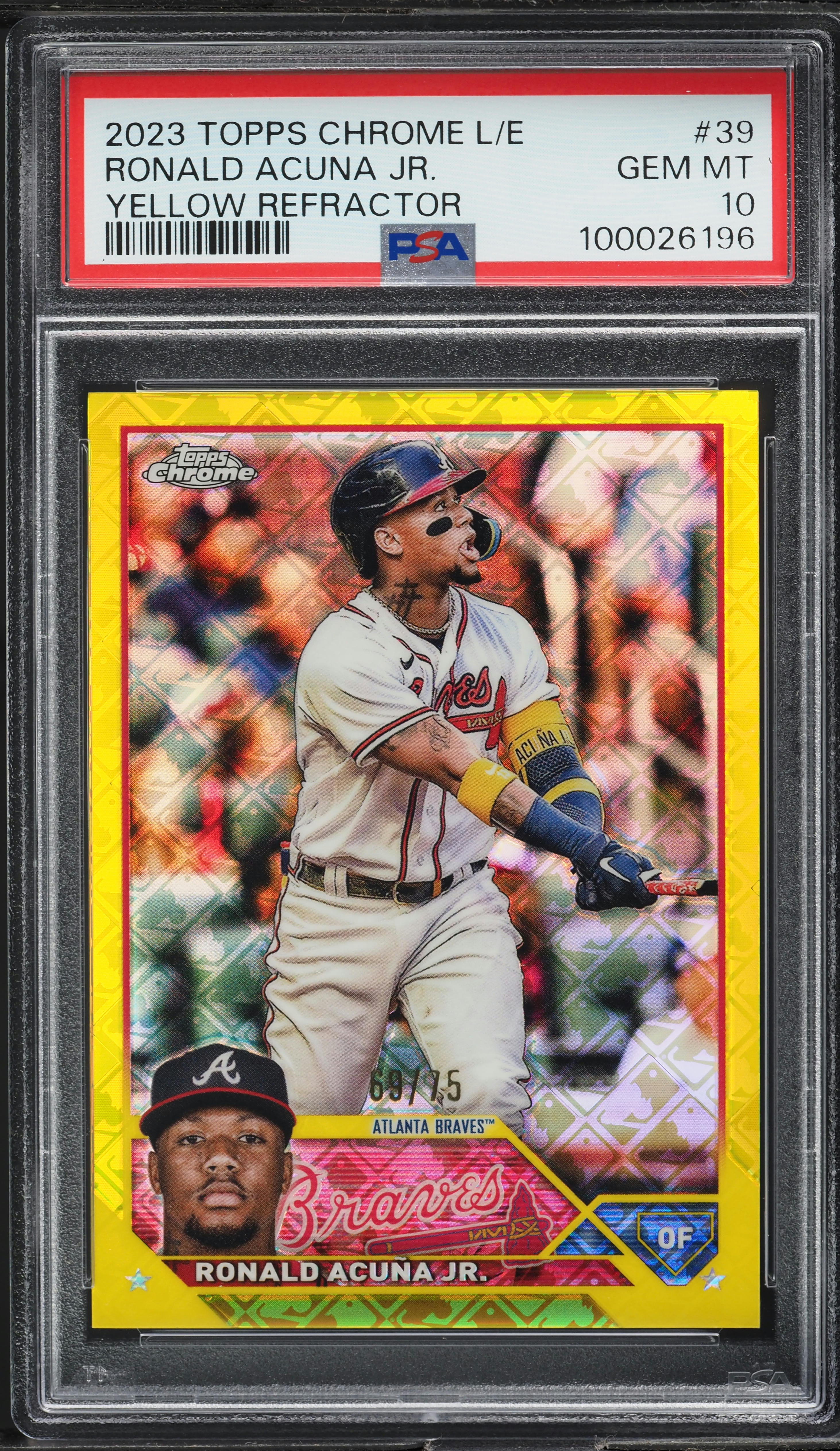 2023 Topps Chrome Logofractor Yellow Refractor Ronald Acuna Jr