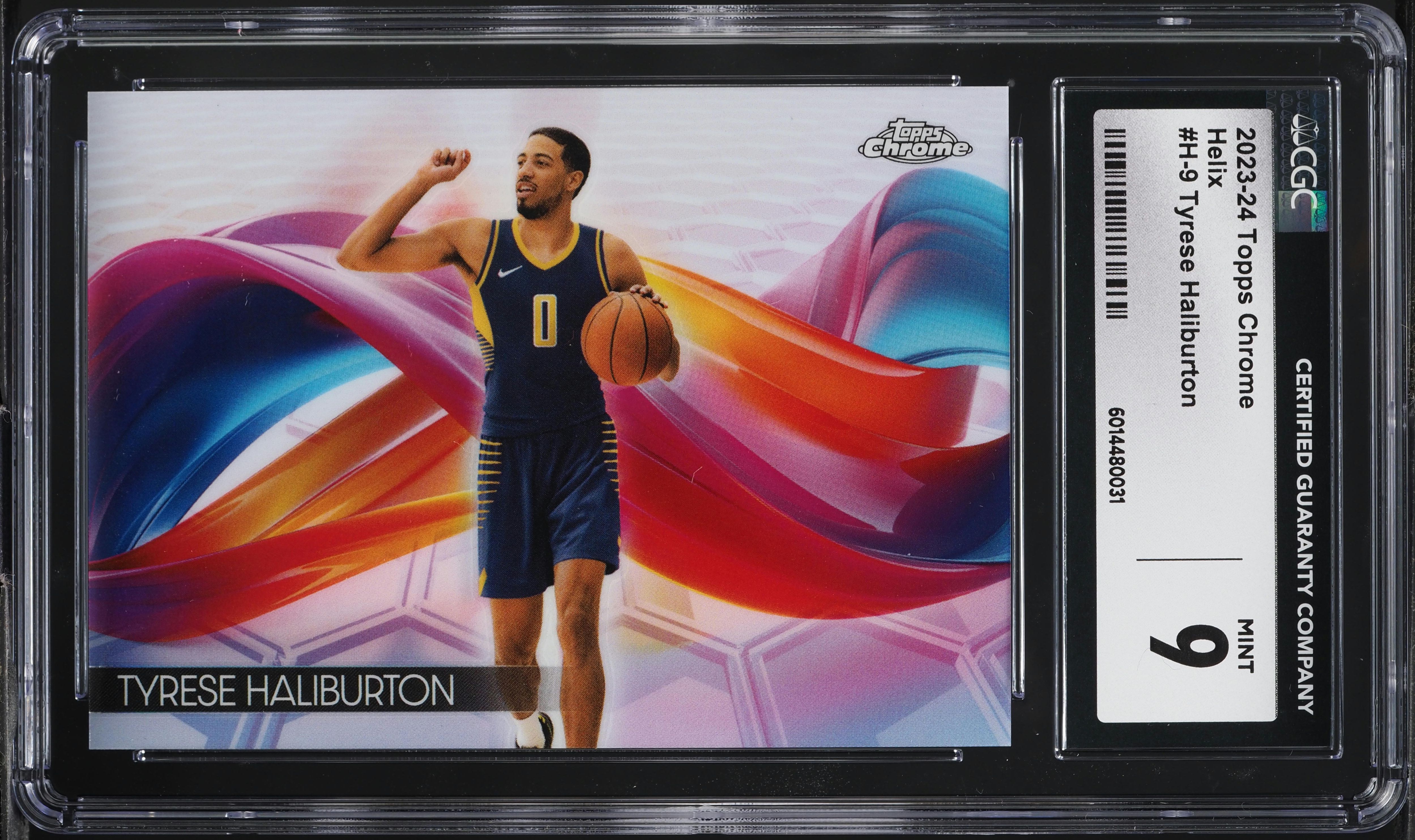 2023 Topps Chrome Helix Tyrese Haliburton #H-9 CGC 9 MINT on 