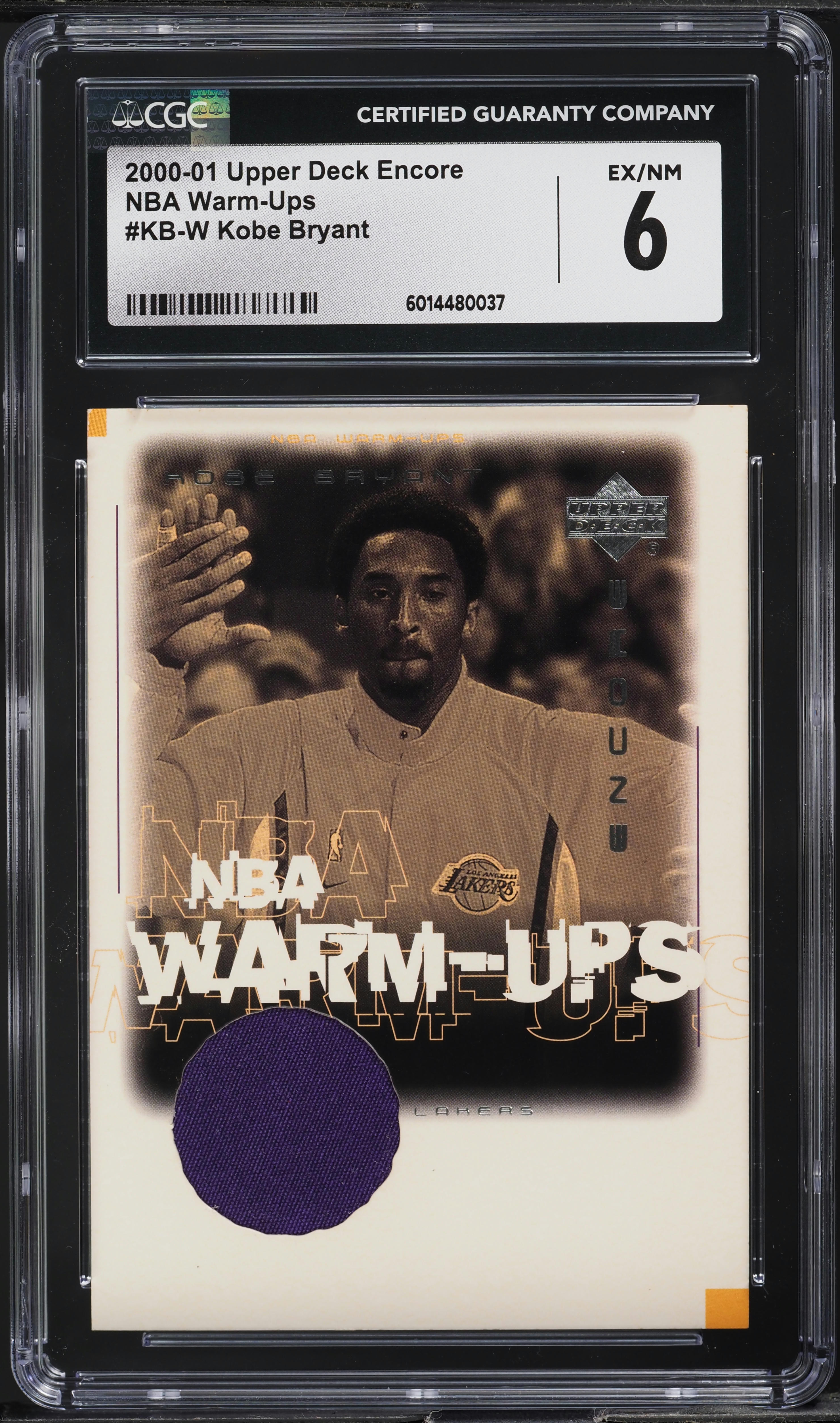 2000 Upper Deck Encore NBA Warm-Ups Kobe Bryant PATCH #KB-W CGC 6 