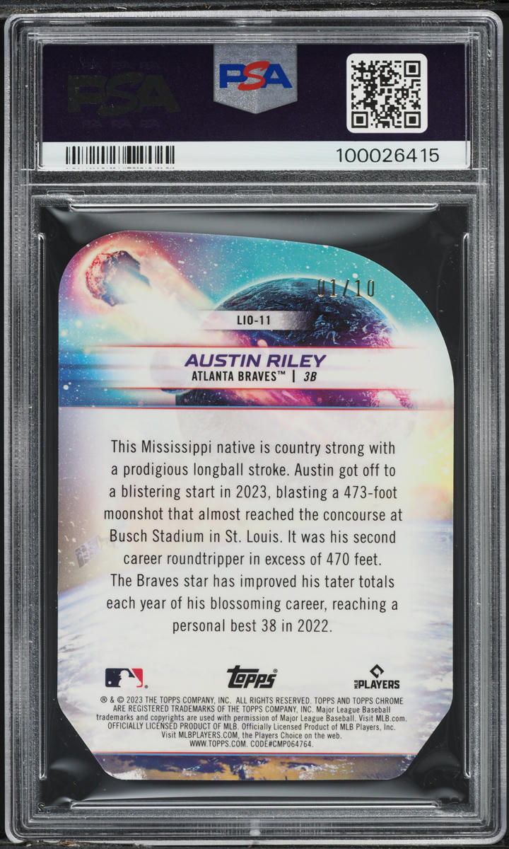 2023 Topps Cosmic Chrome Launched Orbit Black Eclipse Austin Riley 1/10 PSA 6