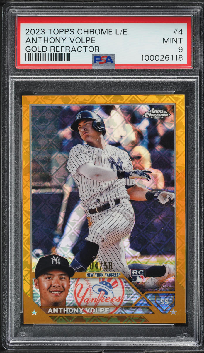 2023 Topps Chrome Logofractor Gold Refractor Anthony Volpe ROOKIE /50 PSA 9 MINT