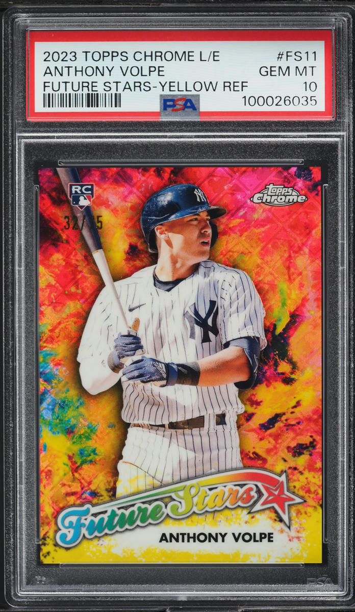 2023 Topps Chrome Logofractor Future Stars Yellow Anthony Volpe RC /75 PSA 10