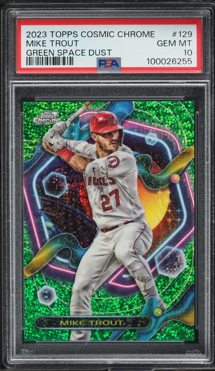 2023 Topps Cosmic Chrome Green Space Dust Mike Trout /75 #129 PSA 10 GEM MINT