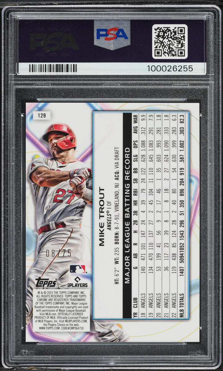 2023 Topps Cosmic Chrome Green Space Dust Mike Trout /75 #129 PSA 10 GEM MINT