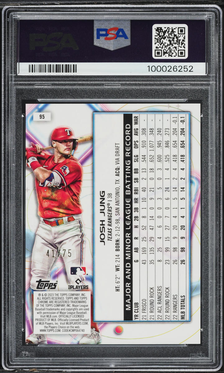 2023 Topps Cosmic Chrome Green Space Dust Josh Jung ROOKIE /75 #95 PSA 10 GEM