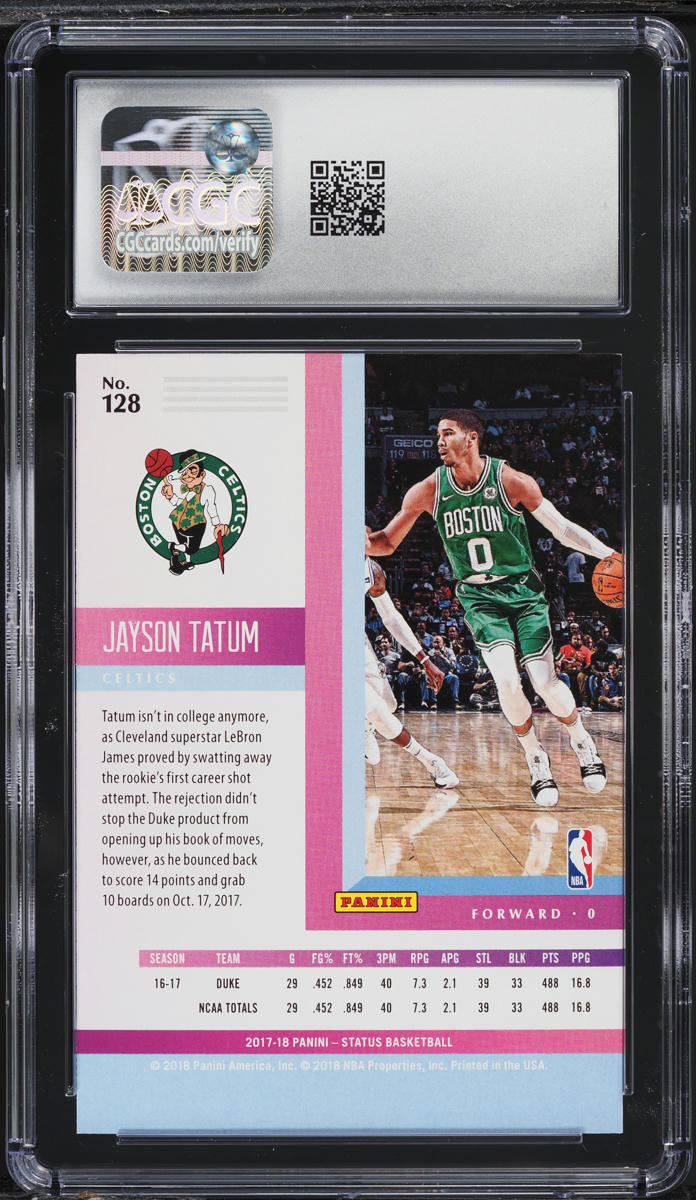 2017 Panini Status Aspirations Jayson Tatum ROOKIE /99 #128 CGC 10 GEM MINT