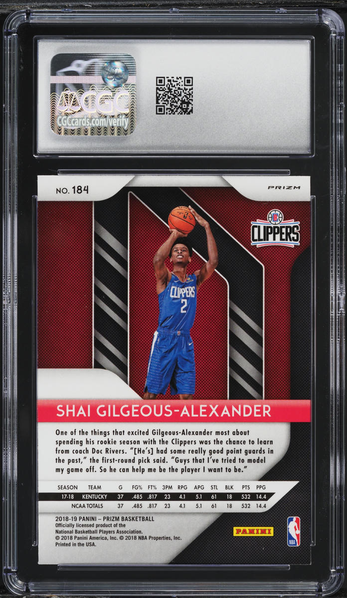 2018 Panini Prizm Red White Blue Shai Gilgeous-Alexander ROOKIE #184 CGC 10 GEM